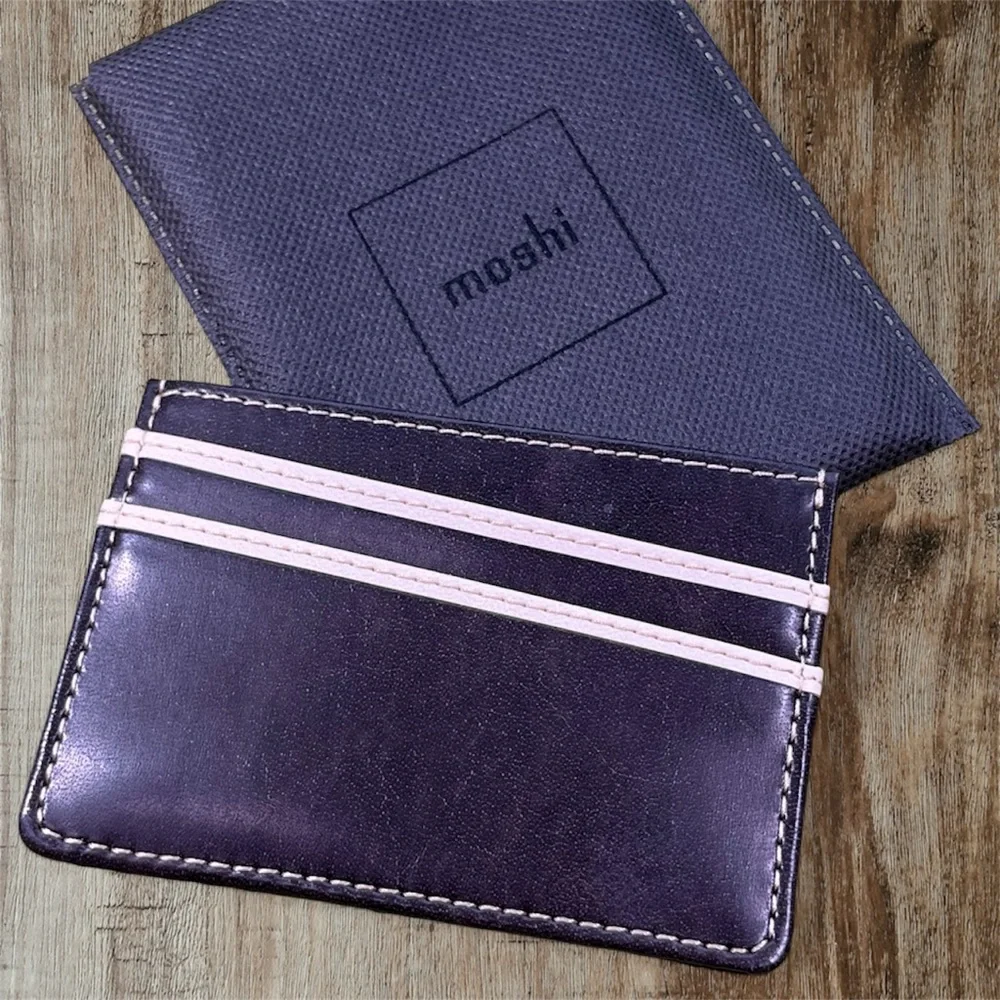 Moshi Lightweight Vegan Leather Slim Wallet, Deep Oak Brown, Like New